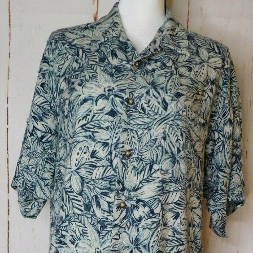 Hawaiian Floral Print Short Sleeve Shirt Sz L